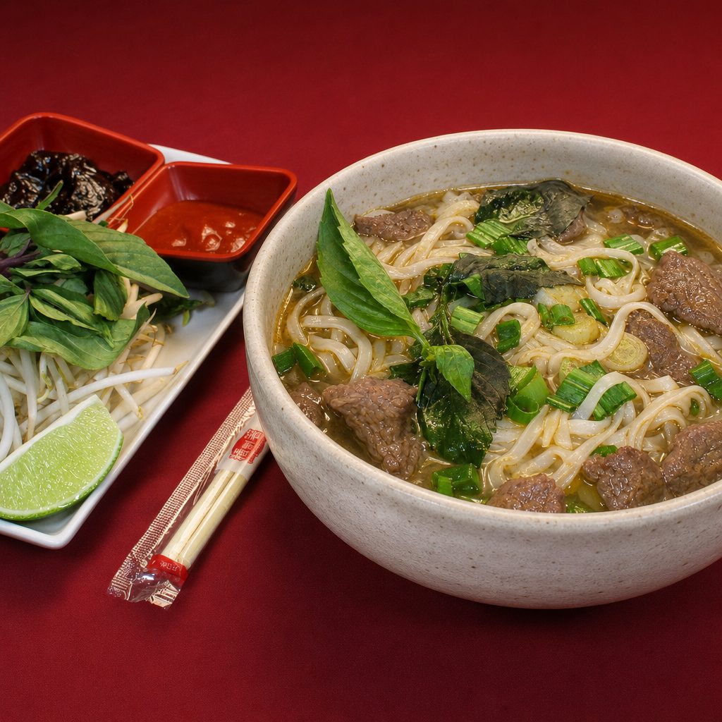 Vietnamese Beef Noodles Soup.